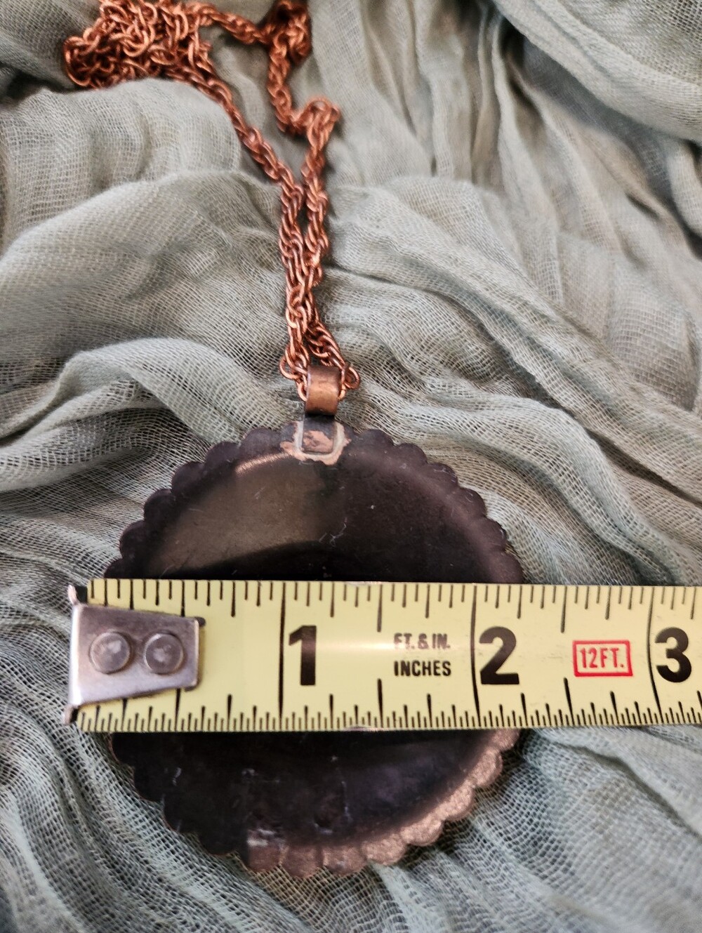 Vintage Bell Trading Post Style Copper 2" Medallion Shield Necklace Southwestern - Picture 10 of 16